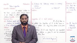 Class 9  Mathematics  Chapter 3  Lecture 1 Logarithms  Allied Schools [upl. by Novoj]