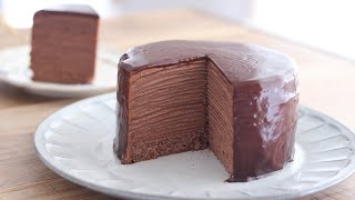 チョコレート・ミルクレープの作り方  Chocolate Mille Crepe Cake｜HidaMari Cooking [upl. by Landan326]