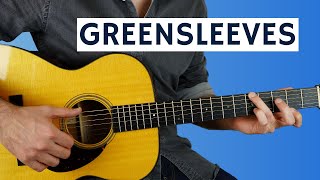 Greensleeves  Beginner Fingerstyle Guitar Lesson [upl. by Ecirrehs]