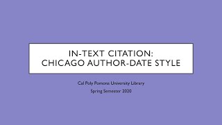 InText Citation Chicago AuthorDate Style [upl. by Vijar]