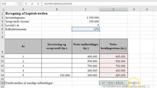 Beregning af kapitalværdien med NUTIDSVÆRDI [upl. by Sidonius738]