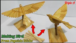 Making Bird from Popsicle sticks DIY [upl. by Xineohp]