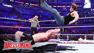 Dean Ambrose vs Brock Lesnar  No Holds Barred Street Fight WrestleMania 32 on WWE Network [upl. by Oirelav]