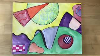 Kids Art Lesson  Wassily Kandinsky Abstract Art [upl. by Lerret]