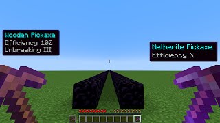 wooden pickaxe efficiency 100 vs netherite pickaxe efficiency 10 [upl. by Noxaj]