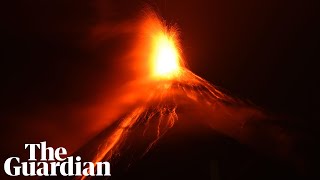 Guatemalas Fuego volcano bursts redhot lava and ash in latest eruption [upl. by Htennaj]