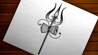 Trishul Drawing  How to Draw Trishul  Shivratri Special Drawing  Lord Shiva Trishul Drawing [upl. by Flinn]