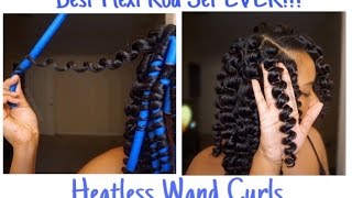 Natural Hair Flexi Rod Set l Heatless Wand Curls [upl. by Ydnolem869]