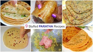 9 Stuffed PARATHA Recipes   Breakfast CookWithNisha [upl. by Neilla262]