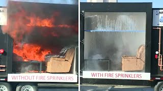 WATCH Fire sprinkler system demonstration [upl. by Naot]