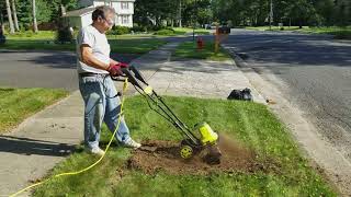 Sun Joe 135 Amp Electric Tiller Demo 1 [upl. by Enyak16]