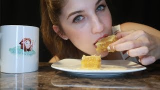 ASMR Eating Raw HoneyComb  Sticky Satisfying Mouth Sounds [upl. by Eeb]