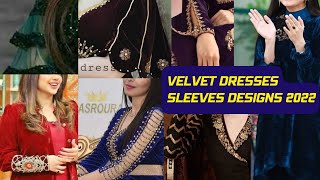 velvet dresses sleeves designs 2022 [upl. by Adianez188]