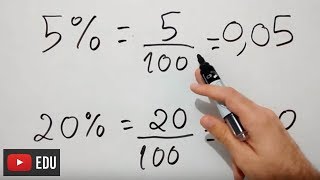 Transformar Porcentagem em Fração e Número Decimal [upl. by Haelem]