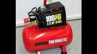 Harbor Freight Central Pneumatic 3 Gallon Air Compressor REVIEW [upl. by Eniowtna]