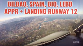 Bilbao airport Spain Approach  landing runway 12 BIO  LEBB Airbus A320 cockpit view ATCATIS [upl. by Waine913]