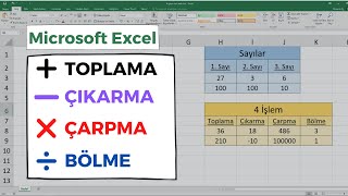 Excel Dersleri  Toplama  Çıkarma  Çarpma  Bölme 4 İşlem [upl. by Kostival]