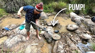 Using a Suction Pump to Clean Out GOLD Crevices Australia 13 [upl. by Yrollam]