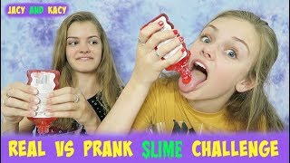 Real vs Prank Slime Challenge  Jacy and Kacy [upl. by Ecnahoy420]