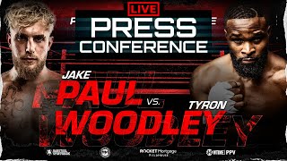 Jake Paul vs Tyron Woodley OFFICIAL PRESS CONFERENCE amp FACEOFF [upl. by Acirtal]