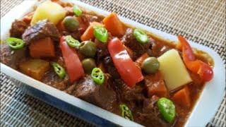 Beef Caldereta Recipe Filipino Food Most Delicious version [upl. by Eiznekcm952]