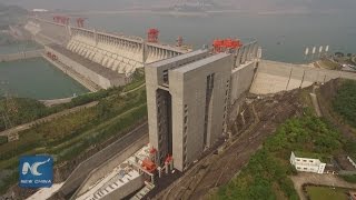 Exclusive aerial view worlds largest shiplift at Chinas Three Gorges Dam [upl. by Tjaden]