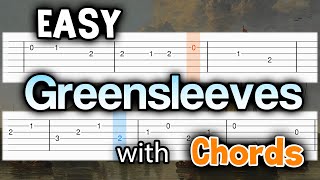 Greensleeves  EASY Guitar tutorial TAB [upl. by Aidnyc]