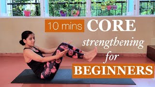 10 mins Abs and Core Strengthening for Beginners  Yogalates with Rashmi [upl. by Saiff]