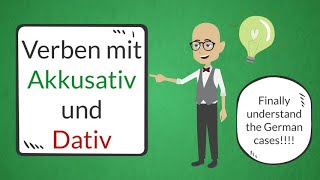 Deutsch lernen  Learn German A2  Verben im Akkusativ und Dativ  The German cases in under 8 min [upl. by Aicittel]