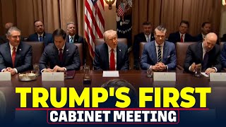 President Donald Trumps first Cabinet meeting Elon Musk DOGE USA America Federal Workers [upl. by Atekal]