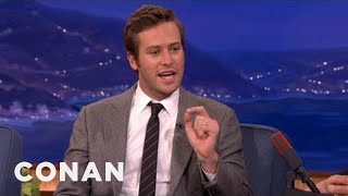 Armie Hammer Had A Weird First Meeting With Johnny Depp Rehearsing For quotThe Lone  CONAN on TBS [upl. by Lambertson]