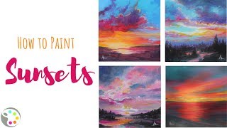 How to Paint Sunsets  Acrylic Painting Tutorial [upl. by Richy674]