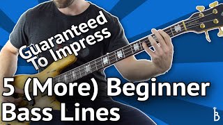 5 MORE Beginner Bass Lines  Guaranteed To Impress With Tabs On Screen [upl. by Cara]