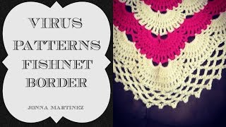 How To Crochet A Fishnet Border On A Virus Blanket  Virus Shawl Border [upl. by Warchaw]