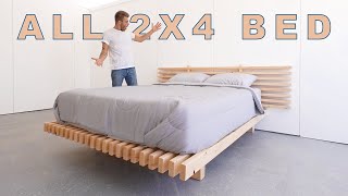 DIY Platform Bed Made from ONLY 2x4s  Modern Builds [upl. by Issiah]