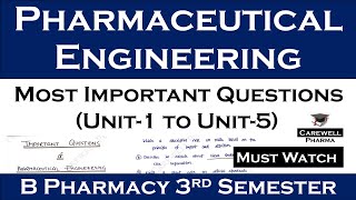 pharmaceutical engineering important questions  b pharmacy 3rd semester  Carewell Pharma [upl. by Amir]