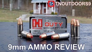 9mm P 124 gr Hornady Critical Duty Ammo Review [upl. by Nomrej]