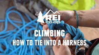 How to Tie Into a Climbing Harness With a Figure 8 Knot  REI [upl. by Sibilla]