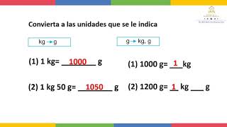 Conversión de Kilogramos a gramos y viceversa  Tercer Grado  Matemáticas [upl. by Adnovaj]