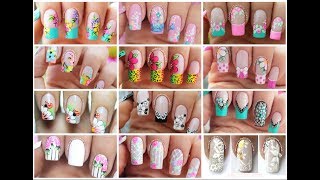 ♥ COMPILACIÓN de DISEÑOS de UÑAS FLORES ♥ Deko Uñas [upl. by Artnoed]