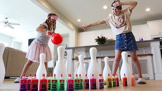 Blindfolded GIANT Bowling Slime PRANK Challenge  JKrew [upl. by Jermain]