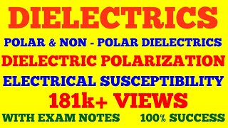 DIELECTRICS  NON POLAR amp POLAR DIELECTRICS  DIELECTRIC POLARIZATION  SUSCEPTIBILITY  WITH NOTES [upl. by Erie641]