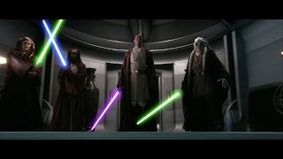 Darth Sidious vs Mace Windu Saesee Tiin Agen Kolar and Kit Fisto ENGLISH [upl. by Zelten]