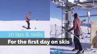 How to Ski  10 Beginner Skills for the First Day Skiing [upl. by Anotal]