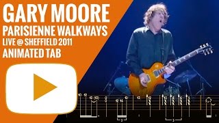 GARY MOORE  PARISIENNE WALKWAYS  Guitar Tutorial  Animated Tab [upl. by Arral]