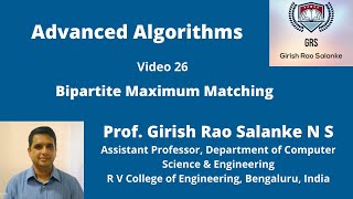 26 Bipartite Graph and Maximum Matching in Bipartite Graph [upl. by Elyad]