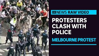 Lockdown protesters clash with police in Melbourne  ABC News [upl. by Boykins]