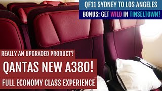 QANTAS NEW A380 ECONOMY CLASS SORT OF  QF11 FLIGHT REVIEW  SYDNEY TO LOS ANGELES [upl. by Gwendolen462]