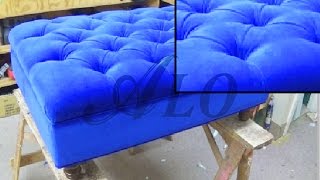 DIY  HOW TO UPHOLSTER A TUFTED OTTOMAN  ALO Upholstery [upl. by Esened]