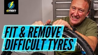 How To Fit And Remove Difficult E Bike Tyres [upl. by Ymot]